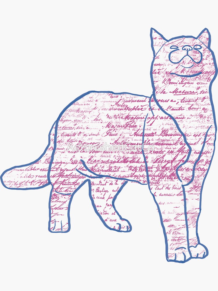 Thumbnail 3 of 3, Sticker, Cat and Pattern - Love Letters - Astonished Cat Company - Great Gift for Cat Lovers designed and sold by AstonishedCatCo.
