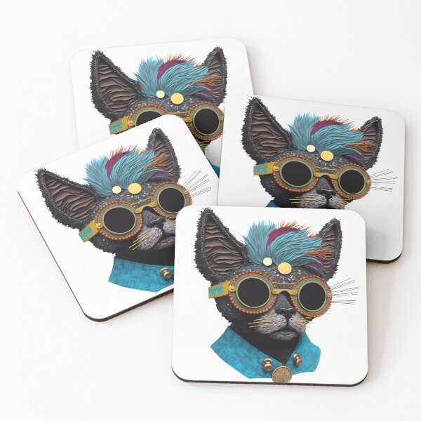 Item preview, Black Cat wearing Sunglasses Sticker designed and sold by MeatLuvers.