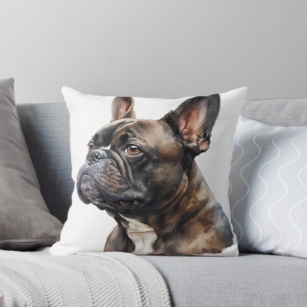 Artikel-Vorschau von Gestromtes Hundeaquarell-Porträt der französischen Bulldogge, designt und verkauft von ColorFlowArt.