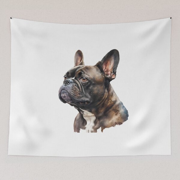 Item preview, French Bulldog Brindle Dog Watercolor Portrait  designed and sold by ColorFlowArt.