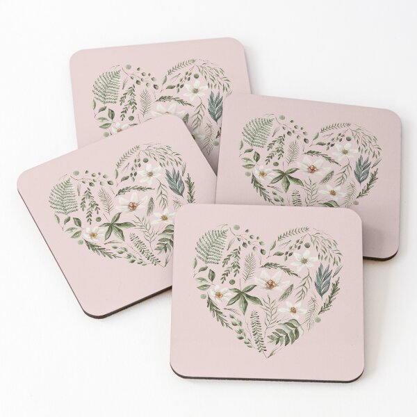 Item preview, Floral Leaves Heart Pink Blush designed and sold by Nature Hues.