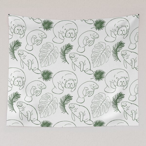 Item preview, Manatee Monstera in Green and White  designed and sold by BissyCollective.