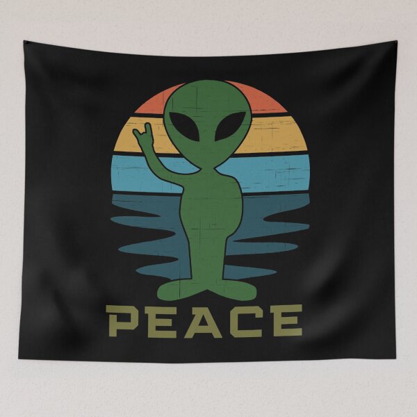 Item preview, Retro Alien Ufo Peace Hand Sign Gift Fan designed and sold by MyhreSigve.