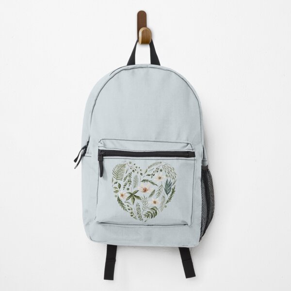 Item preview, Green Floral Leaves Heart on Light Blue designed and sold by Nature Hues.