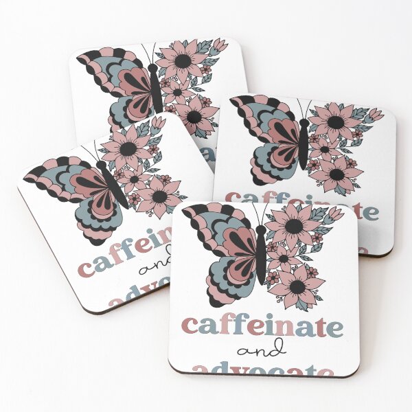Item preview, Caffeinate and Advocate Graphic For Teacher Or Nurse Gift With Retro Boho Butterfly designed and sold by mysticblvd.