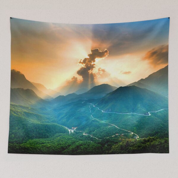 Item preview, FLORA #38 - Stunning Sunbeams over Green Forested Valley designed and sold by DEL-Productions.