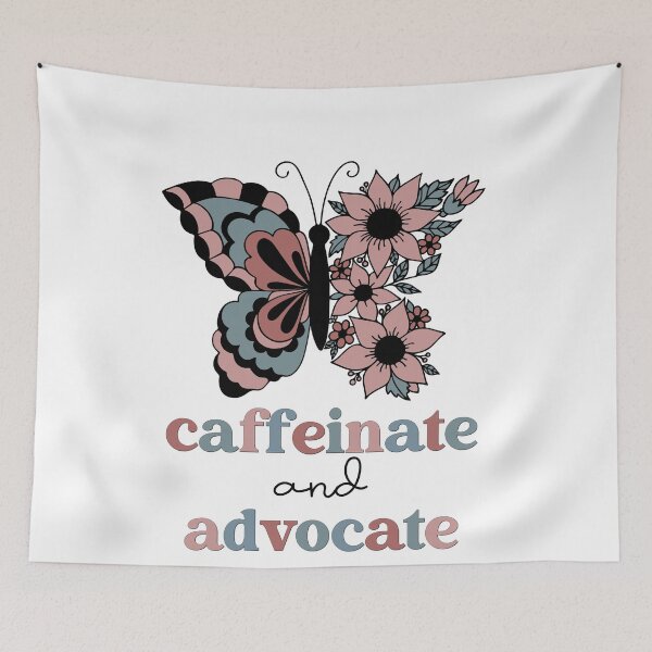 Item preview, Caffeinate and Advocate Graphic For Teacher Or Nurse Gift With Retro Boho Butterfly designed and sold by mysticblvd.
