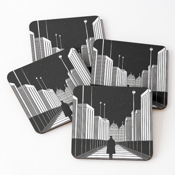 Item preview, man walking under the moonlight. black and white design designed and sold by Murilislolja.
