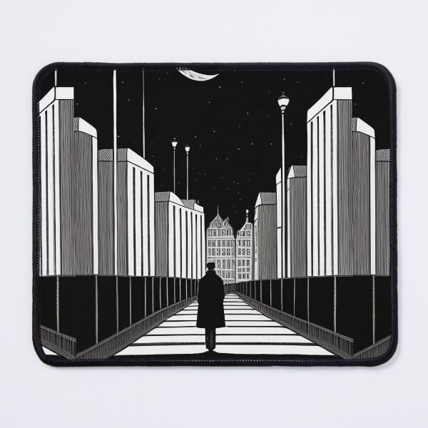 Item preview, man walking under the moonlight. black and white design designed and sold by Murilislolja.