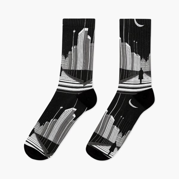 Item preview, man walking under the moonlight. black and white design designed and sold by Murilislolja.
