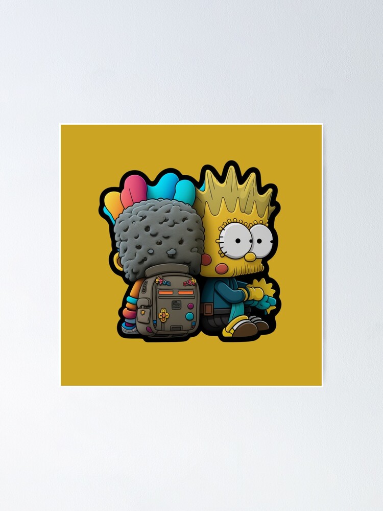 SpongeBart Kaws Backpack - Takashi Murakami Style Poster for Sale by kfir  marco