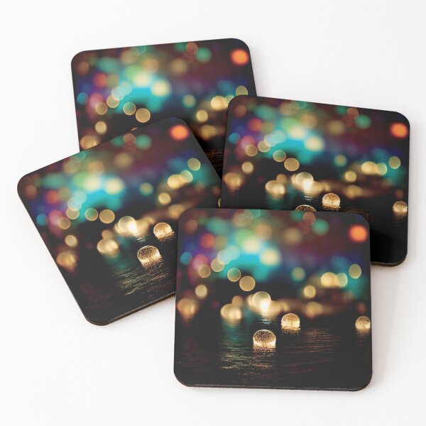 Item preview, a blurry photo of some lights reflecting off of the water designed and sold by DesignAtYO.