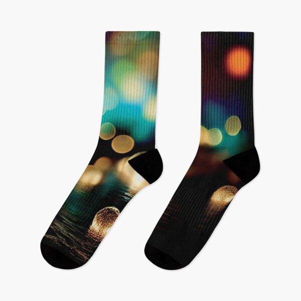 Item preview, a blurry photo of some lights reflecting off of the water designed and sold by DesignAtYO.