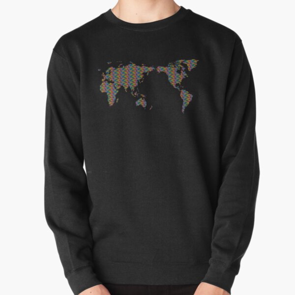 Rainbow Mosaic World Map Pullover Sweatshirt