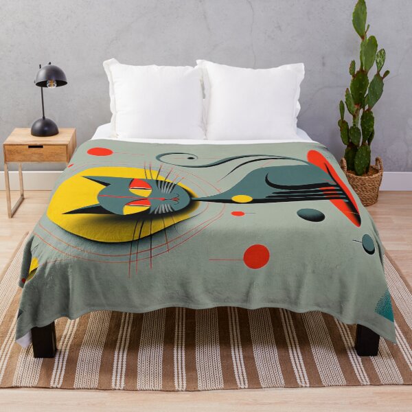 Item preview, Mid Century Gray Cat 4 Abstract Art Print Painting Wall Decor designed and sold by winterkitty88.