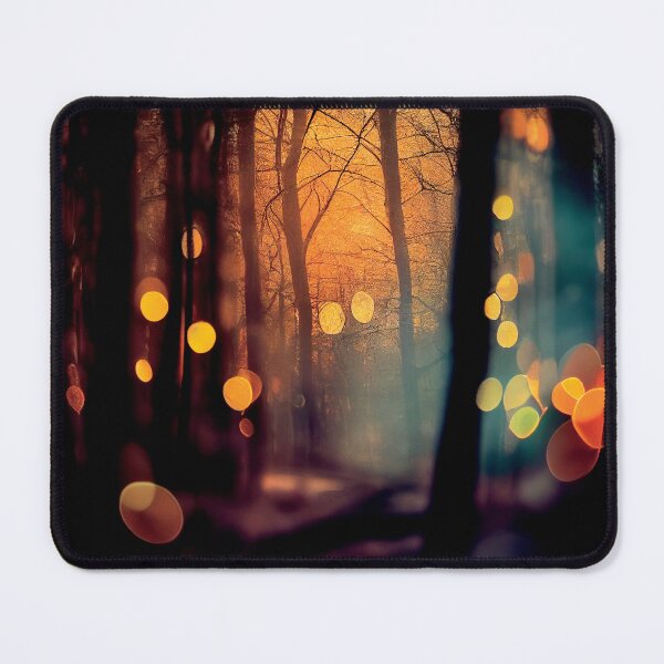Item preview, a blurry photo of a forest with lights designed and sold by DesignAtYO.