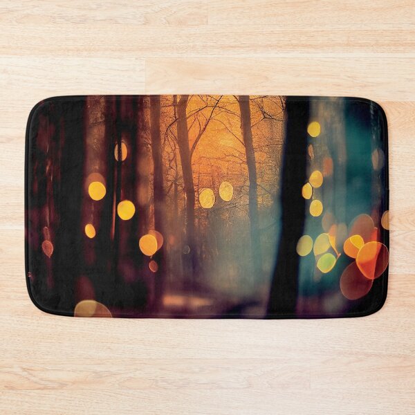 Item preview, a blurry photo of a forest with lights designed and sold by DesignAtYO.