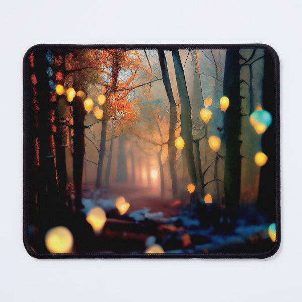 Artikelvorschau, a forest filled with lots of trees covered in lights entworfen und verkauft von DesignAtYO.