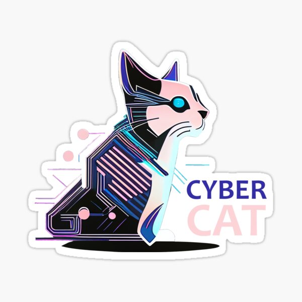 Cyber Cat Stickers for Sale