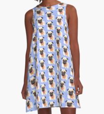 Blue Pinky Pug A-Line Dress