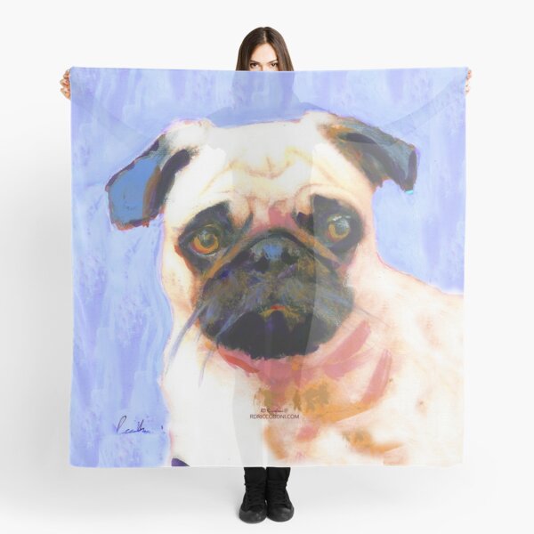 Blue Pinky Pug Scarf