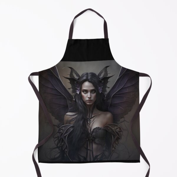 Item preview, Gothic Style Fairy (Fae) with Black Wings and Lavender Flowers in Her Hair designed and sold by Dragonstrom.