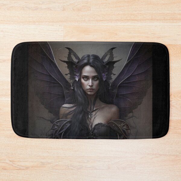 Item preview, Gothic Style Fairy (Fae) with Black Wings and Lavender Flowers in Her Hair designed and sold by Dragonstrom.