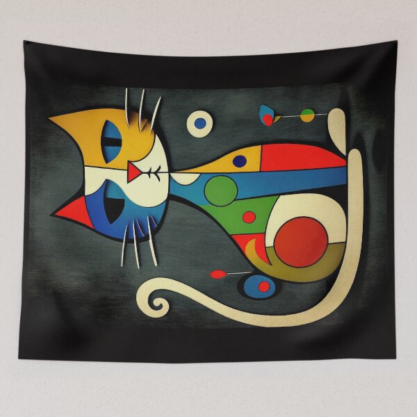 Item preview, Mid Century Colorful Cat 9 Abstract Art Print Painting Wall Decor designed and sold by winterkitty88.