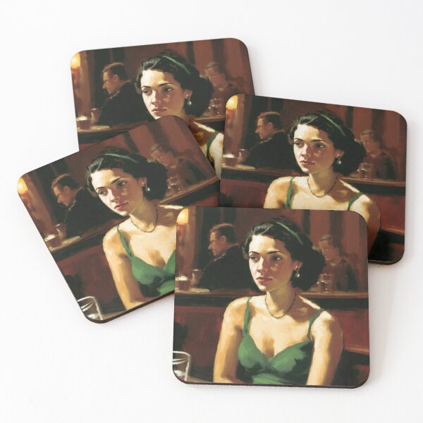 Item preview, Elegant girl at night club, vintage art designed and sold by Lonesomefolk.