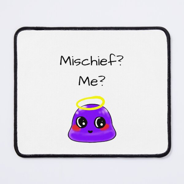 Item preview, Mischief? Me? smug Tiny Purple Blob emoji designed and sold by TinyPurpleHouse.