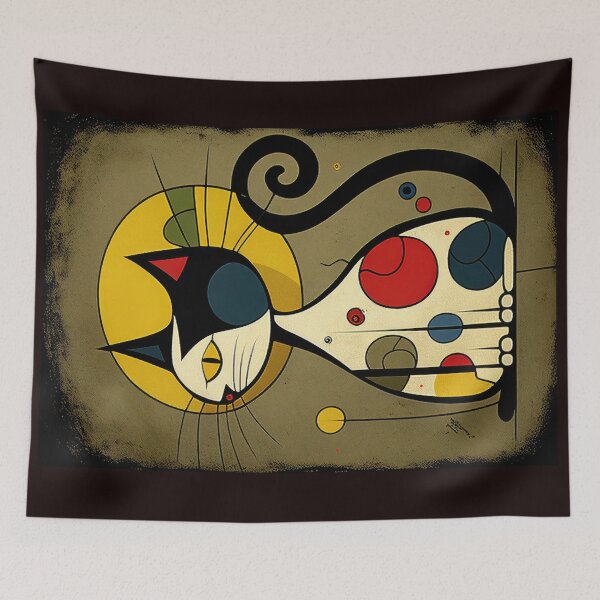 Item preview, Mid Century Colorful Cat 7 Abstract Art Print Painting Wall Decor designed and sold by winterkitty88.
