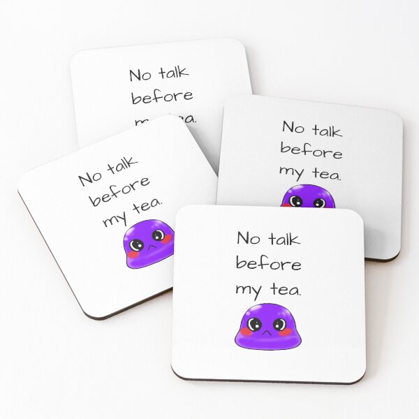 Item preview, No talk before my tea sassy Tiny Purple Blob emoji designed and sold by TinyPurpleHouse.