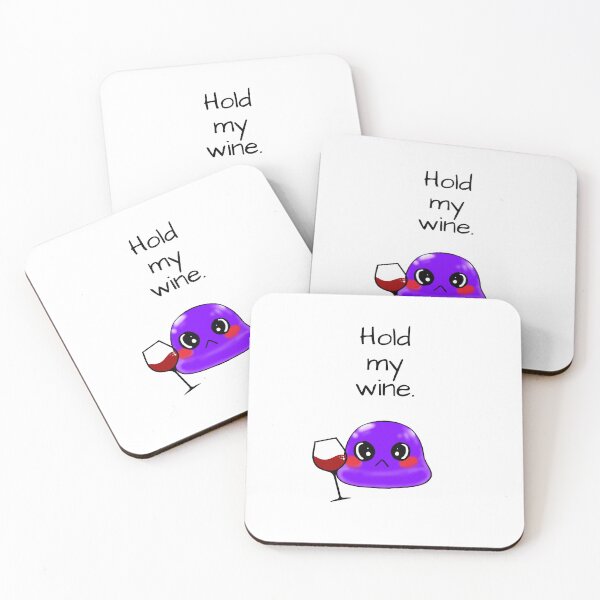 Item preview, Hold my wine sassy Tiny Purple Blob emoji designed and sold by TinyPurpleHouse.