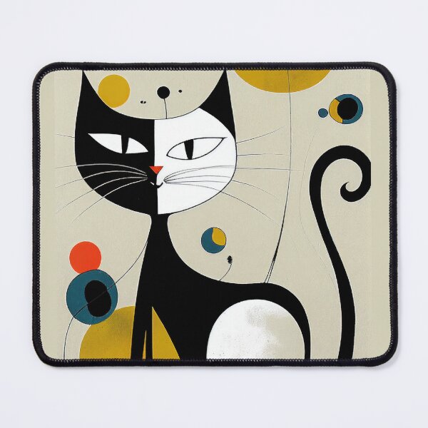 Item preview, Mid Century Black and White Cat Abstract Art Print Painting Wall Decor designed and sold by winterkitty88.
