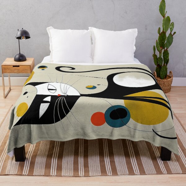 Item preview, Mid Century Black and White Cat Abstract Art Print Painting Wall Decor designed and sold by winterkitty88.
