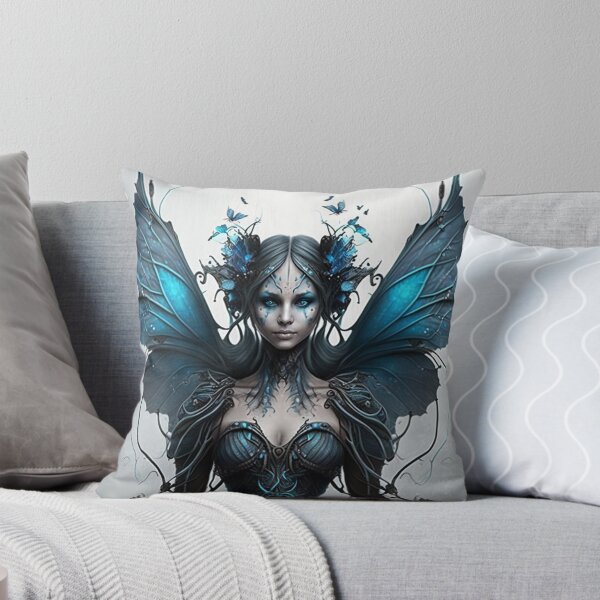 Item preview, Gothic Style Fairy (Fae) with Blue Flowers in Her Hair designed and sold by Dragonstrom.