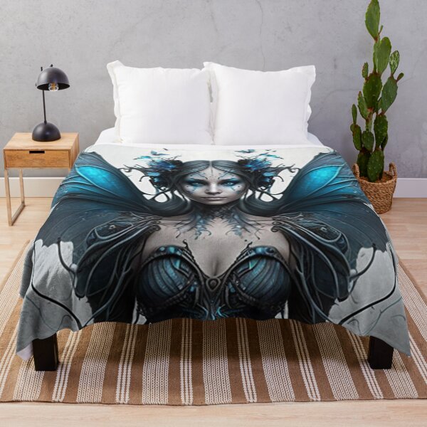 Item preview, Gothic Style Fairy (Fae) with Blue Flowers in Her Hair designed and sold by Dragonstrom.