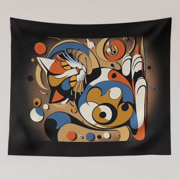 Item preview, Mid Century Calico Cat 2 Abstract Art Print Painting Wall Decor designed and sold by winterkitty88.