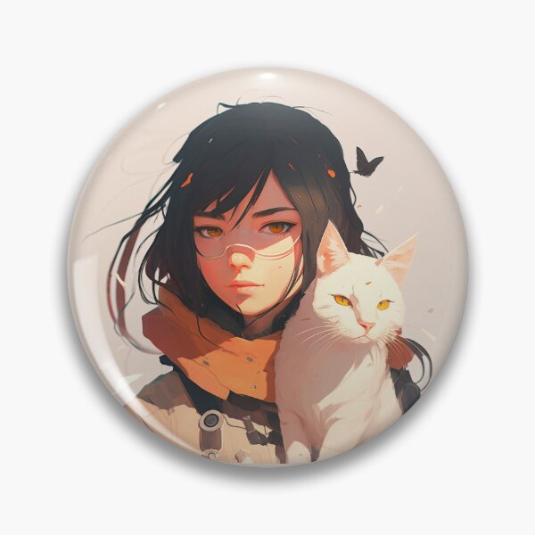 Item preview, Girl with cat - anime style designed and sold by FelpoStore.