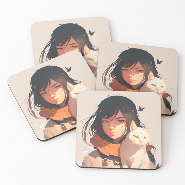 Item preview, Girl with cat - anime style designed and sold by FelpoStore.
