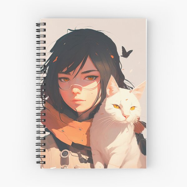 Item preview, Girl with cat - anime style designed and sold by FelpoStore.