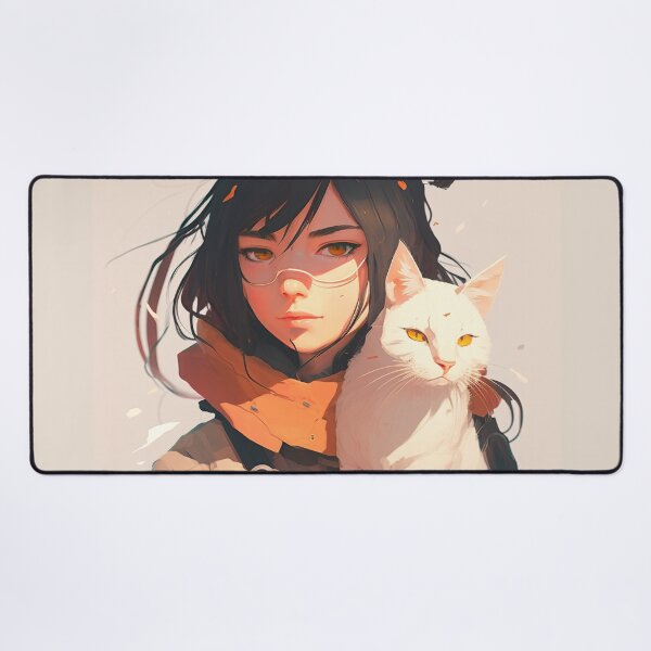 Item preview, Girl with cat - anime style designed and sold by FelpoStore.