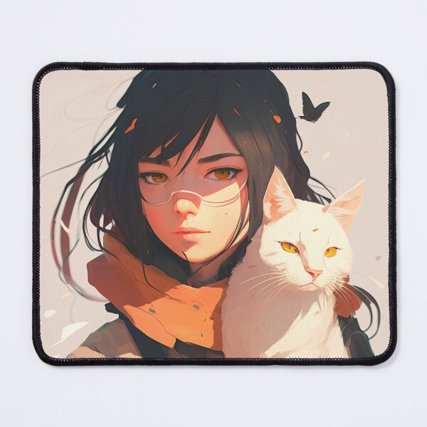 Item preview, Girl with cat - anime style designed and sold by FelpoStore.
