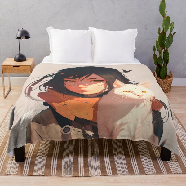 Item preview, Girl with cat - anime style designed and sold by FelpoStore.