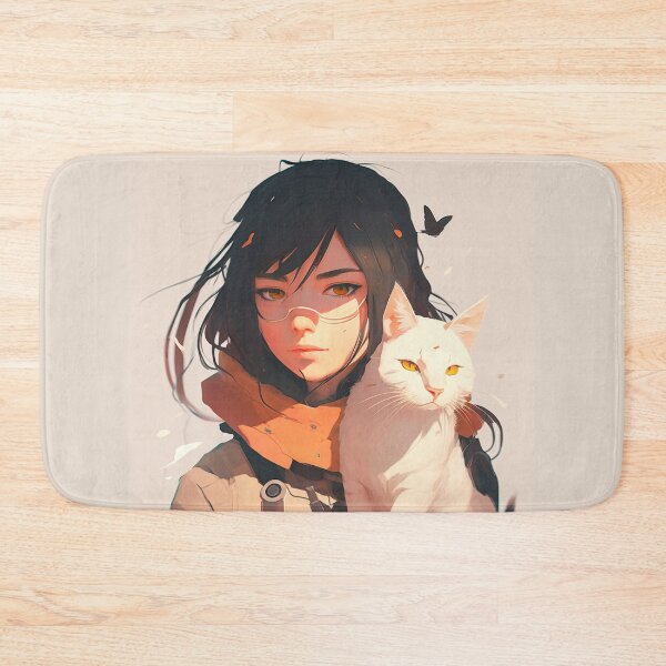 Item preview, Girl with cat - anime style designed and sold by FelpoStore.