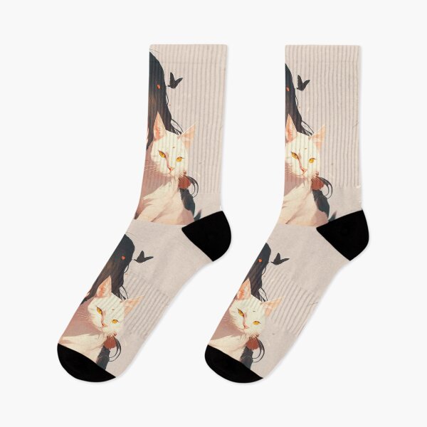 Item preview, Girl with cat - anime style designed and sold by FelpoStore.