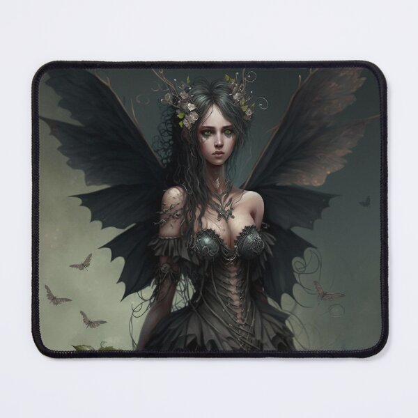 Item preview, Dark Gothic Style Fairy (Fae) with Black Wings and Green Eyes designed and sold by Dragonstrom.