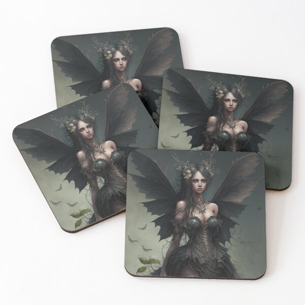 Item preview, Dark Gothic Style Fairy (Fae) with Black Wings and Green Eyes designed and sold by Dragonstrom.