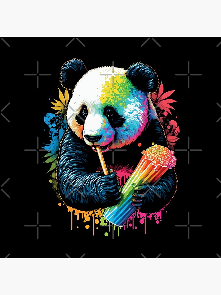 Impression rigide for Sale avec l'œuvre « Panda coloré en T-shirt