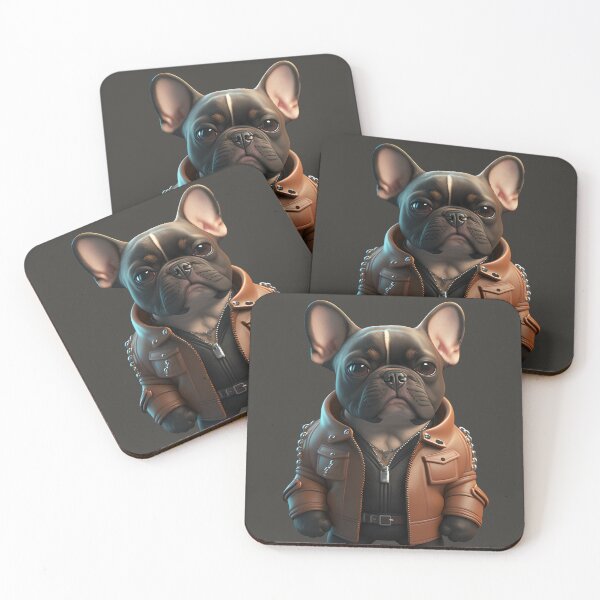 Item preview, French bulldog with leather jacket designed and sold by GforAL.